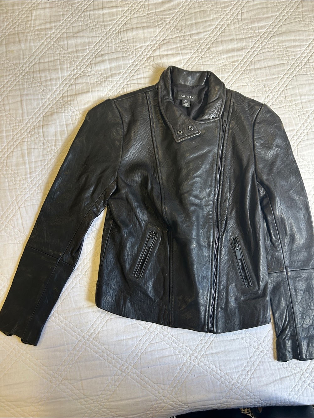 Halogen Black 100% Leather Jacket